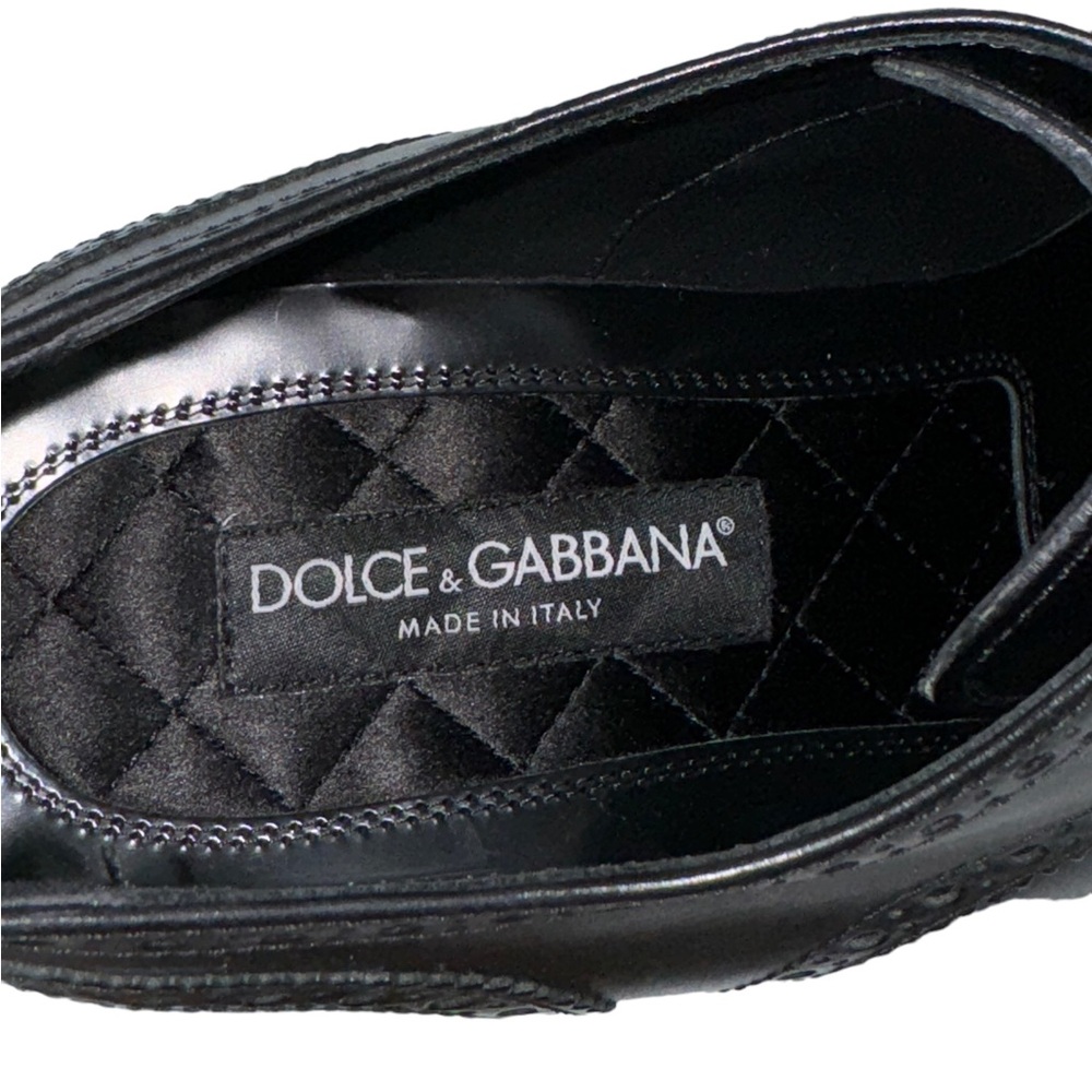 DOLCE & GABBANA Wingtip Black Leather Perforated Men's Oxfords 9.5UK - 10.5 US - Picture 9 of 12